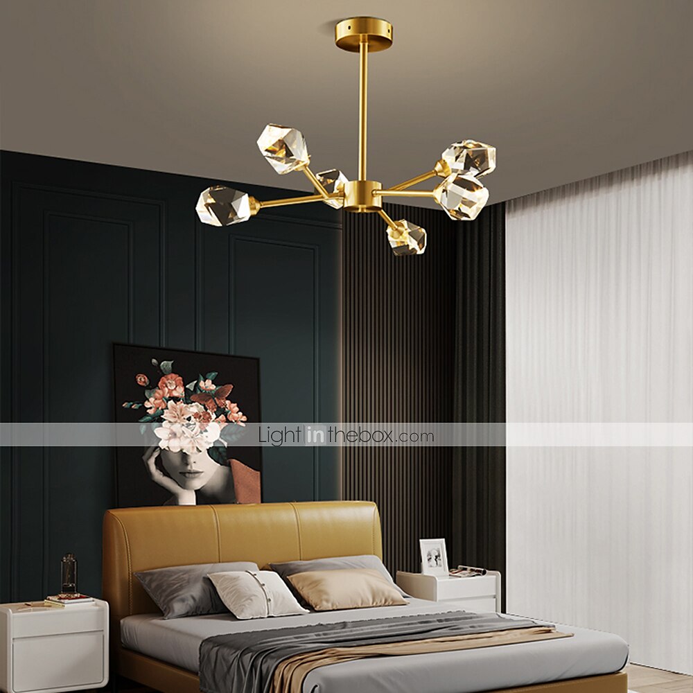 6 päätä 75 cm pohjoismainen yksinkertainen olohuone kattokruunu kattokruunu moderni ylellinen elementti kristallilamppu ruokasali makuuhuone työhuone 2025 - $296.19 –P2