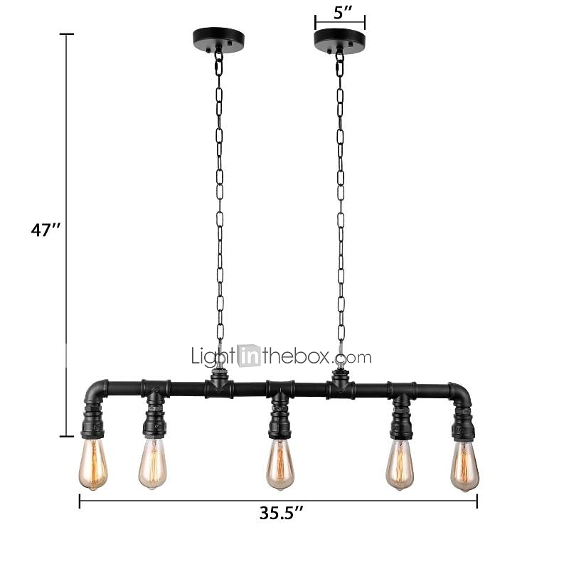 5-light 90 سنتيمتر الصناعية قلادة ضوء خمر أنابيب الحديد المطاوع باللون الأسود الانتهاء Steampunk الثريا بار بيسترو مطعم الإضاءة 2025 - $168.99 –P6