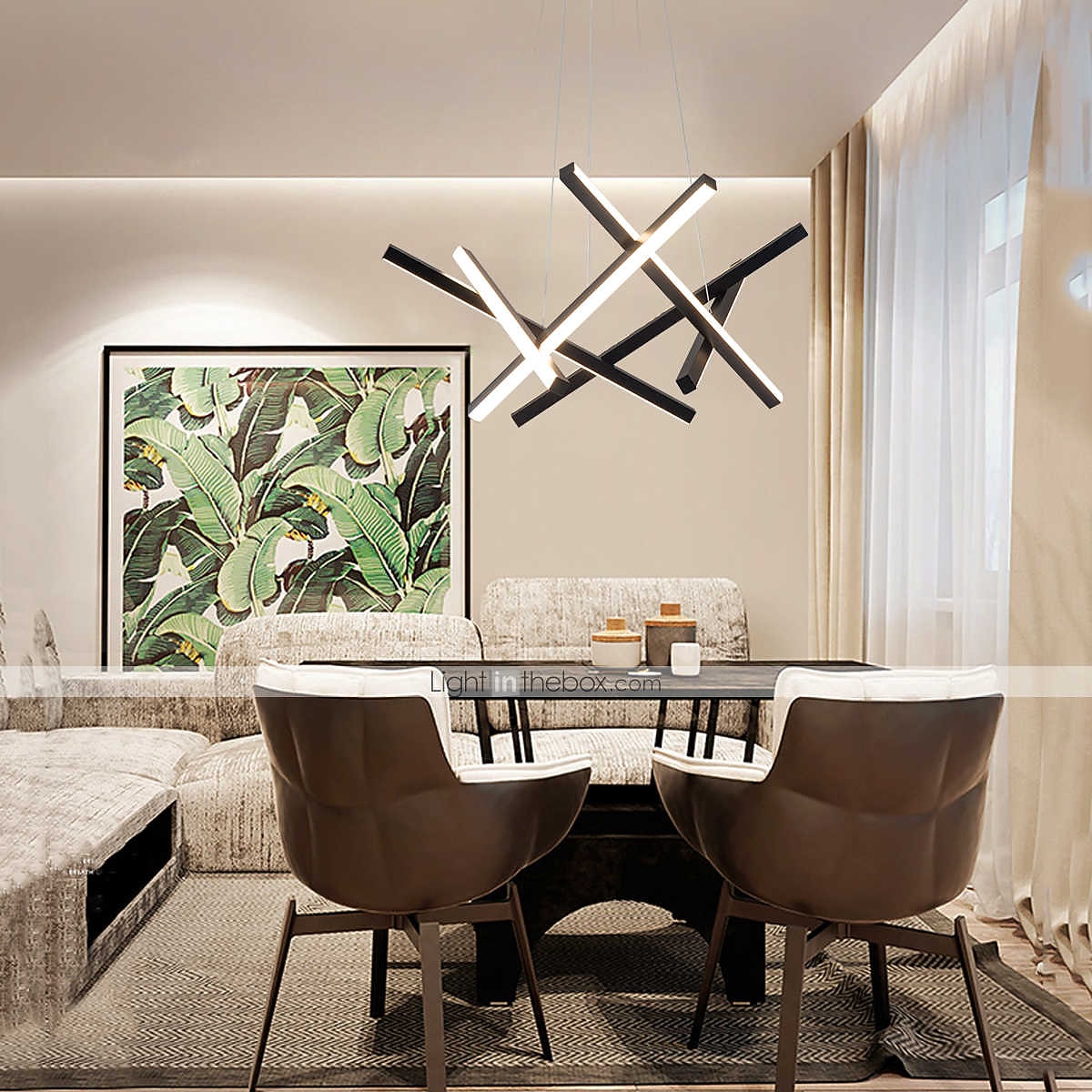 led 32w люстра sputnik dia56cm алюминиевая рама, окрашенная в черный цвет, отделка для гостиной, спальни, кафе, подвесной светильник, теплый белый / белый свет 2026 - $449.99 –P9