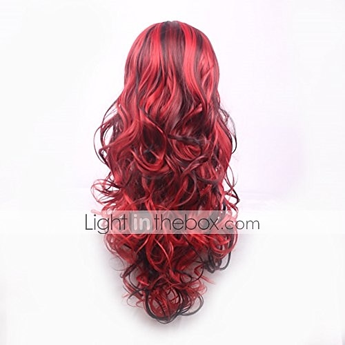 cosplay parykk bølget midtdel parykk foto farge blanding rosa blå lilla blandet blå rosa a11 mørk brun / gylden blond syntetisk hår kvinners røde halloween parykker 2025 - $23.99 –P4