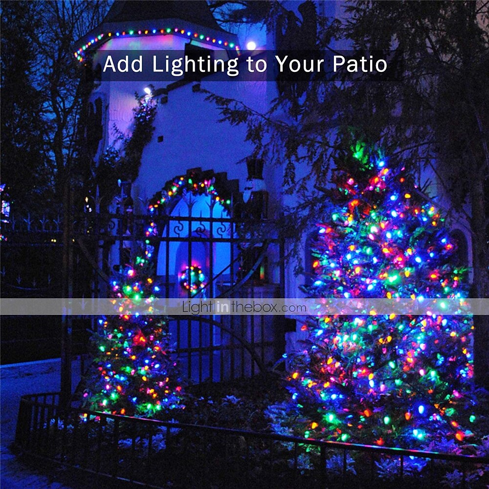 2025年 LED ソーラー屋外ストリングライト、防水 12m 100LED&amp;クリスマスガーデン用 7m 50LED ストリングライト&amp; パーティー  コレクション – $15.49 –P7