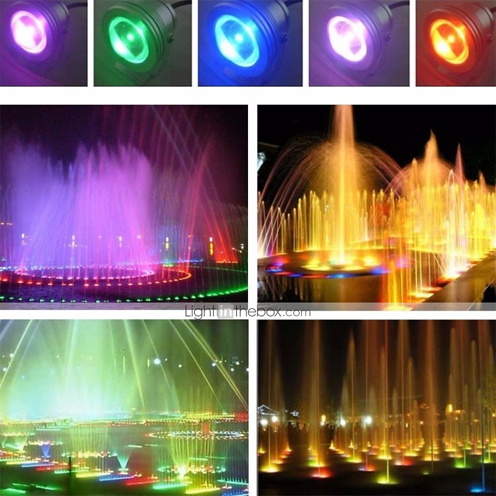 damlys undervannsfontenelys led nedsenkbar spotlight rgb 16farger vanntett med fjernkontroll 10w dc12v utendørs hage landskapslys 1stk 2stk 2025 - $25.99 –P5
