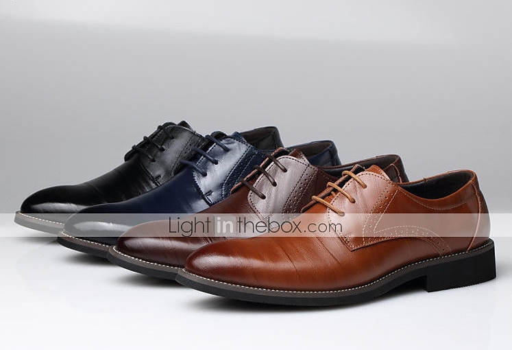 Homme Oxfords Chaussures derby Chaussures habillées Entreprise Classique du quotidien Bureau et carrière Soirée & Evénement Cuir Preuve de l'usure Lacet Noir Jaune Bleu Printemps Automne de 2025 ? $54.99 –P2