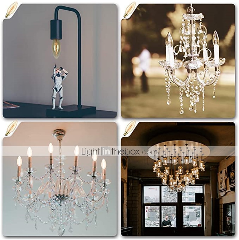 10шт 6шт 4шт 40Вт винтажные лампочки Эдисона старинные лампы накаливания e14 c35 свеча подвесной светильник теплый желтый 2200-2700k ретро с регулируемой яркостью декоративные 220-240В 2025 - $17.73 –P6