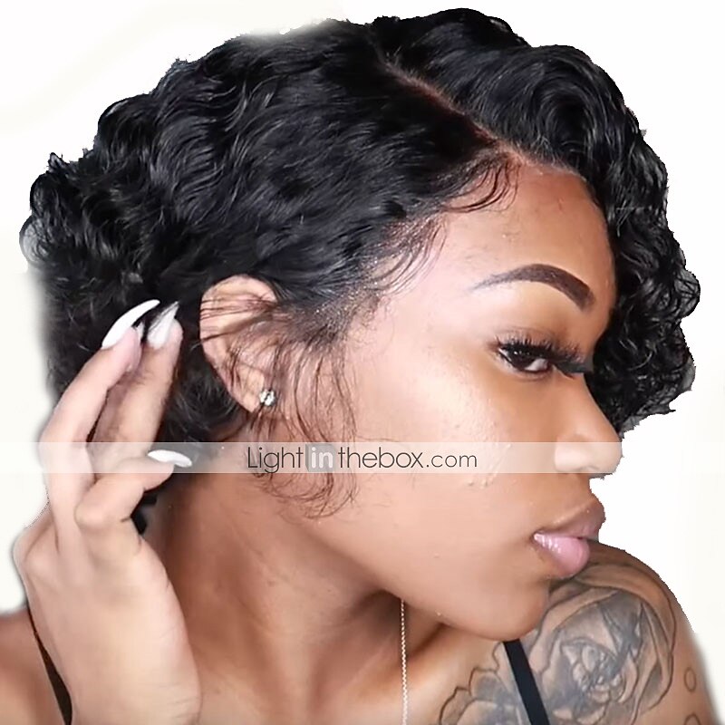 Synthetic Wig Curly Afro Curly Pixie Cut Wig Short Black Synthetic