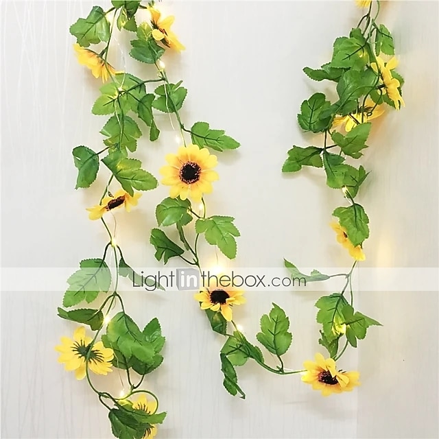 led 2.4m girassol artificial guirlanda seda flores falsas folhas de hera plantas decoração de casa grinalda de flores 240cm/98“, flores falsas para arco de casamento decoração de festa em casa de 2026 por $15.99 –P8