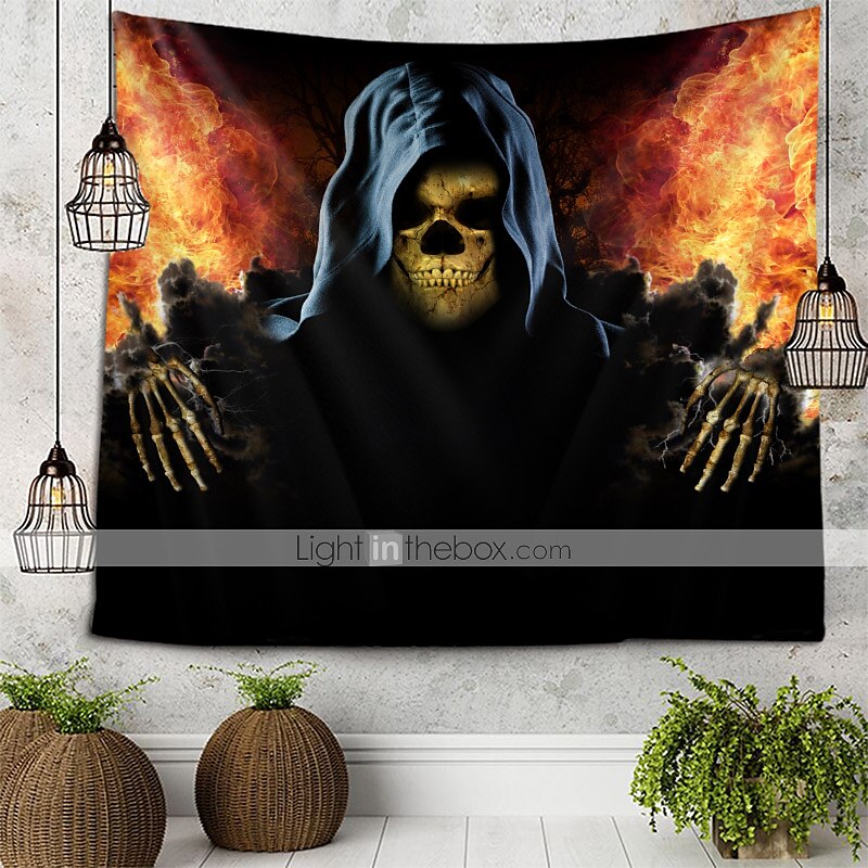 Skelett Wandteppich Kunst Dekor Decke Vorhang Picknick Tischdecke hängend Zuhause Schlafzimmer Wohnzimmer Wohnheim Dekoration psychedelisch Totenkopf Kürbis Fledermaus Spuk gruselig 2025 - $13.99 –P5
