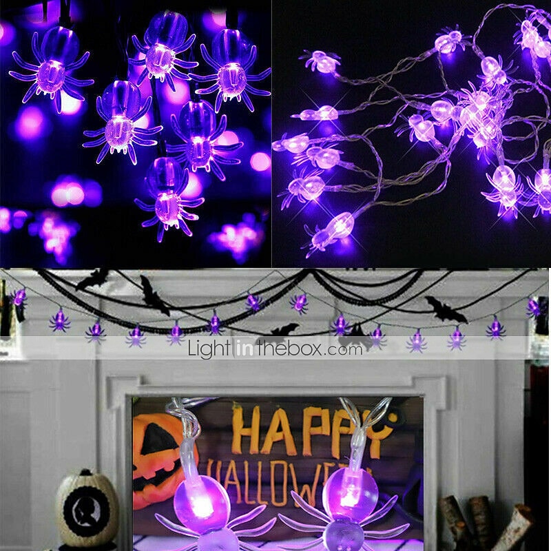 φώτα αποκριών φώτα κορδόνι αράχνη 10 led μοβ αράχνες 1.5m 4.9ft led παιχνίδια αποκριές φεστιβάλ φάντασμα διακόσμηση τρόμου για κοστούμια πάρτι 2025 - $11.49 –P14
