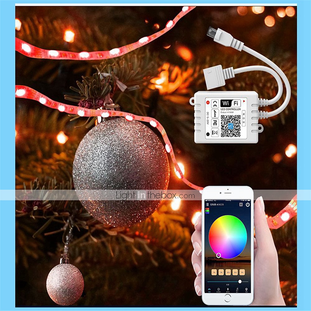 32.8ft 10 m led רצועות אור led wifi אלחוטי rgb tiktok אורות led חכם עמיד למים 5050 עם 24 מקשים שלט רחוק אורות קלטת גמישים מתאים alexagoogle הבית ומתאם 12 v 2025 - $49.67 –P4