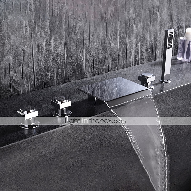 grifo de la bañera - grifos mezcladores de ducha de baño de válvula de cerámica de bañera romana galvanizada contemporánea 2025 - $372.59 -P9