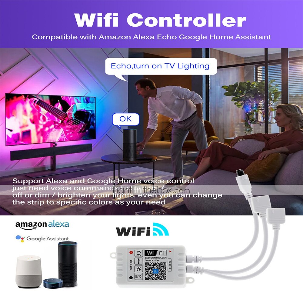 32,8 фута 10 м светодиодные полосы светодиодные wifi беспроводные rgb фонари tiktok светодиодные умные водонепроницаемые 5050 с 24 кнопками дистанционного управления гибкие ленточные фонари подходят 2025 - $49.67 –P6