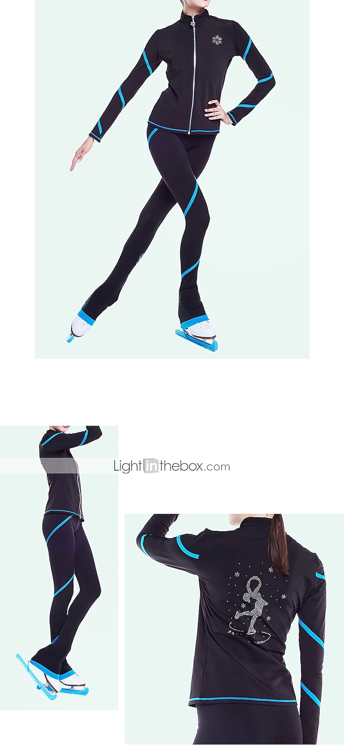 Eiskunstlauf-Jackett und -Hose Damen Mädchen Eislaufen Hosen / Regenhose Shirt Weiß Rosa Blau Glitzer Vlies Spandex Hochelastisch Ausbildung Wettbewerb Eiskunstlaufkleidung warm Kristalle Langarm 2026 - $123.99 –P6