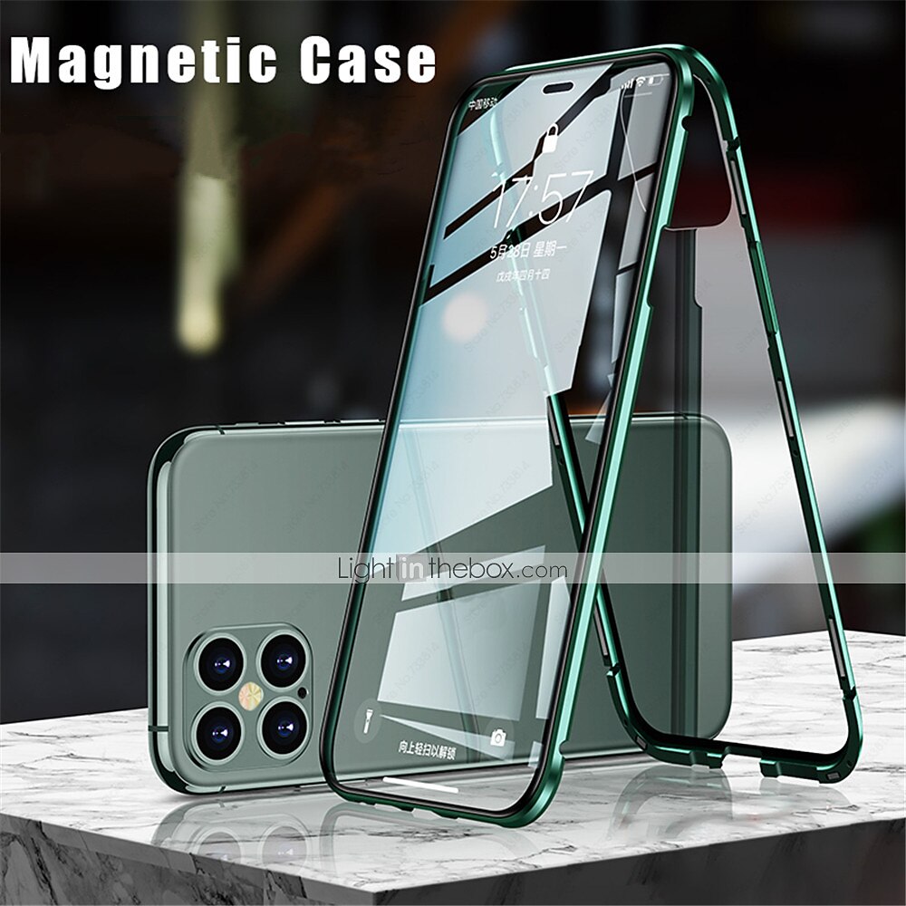 Phone Case with Screen Protector For Apple Full Body Case iPhone 13 12 Pro  Max 11 SE 2020 X XR XS Max 8 7 iPhone 13 Mini Flip Magnetic Double Sided  Solid Colored Tempered Glass Metal 8191555 2022 – $12.79