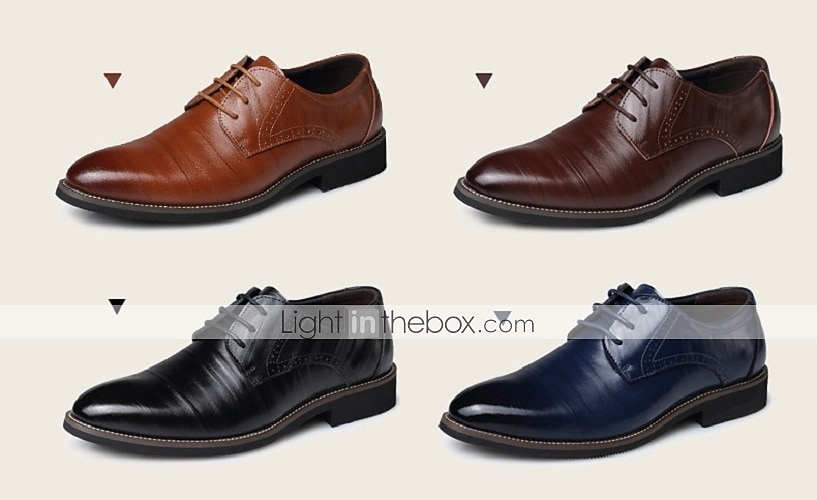 Homme Oxfords Chaussures derby Chaussures habillées Entreprise Classique du quotidien Bureau et carrière Soirée & Evénement Cuir Preuve de l'usure Lacet Noir Jaune Bleu Printemps Automne de 2025 ? $54.99 –P3