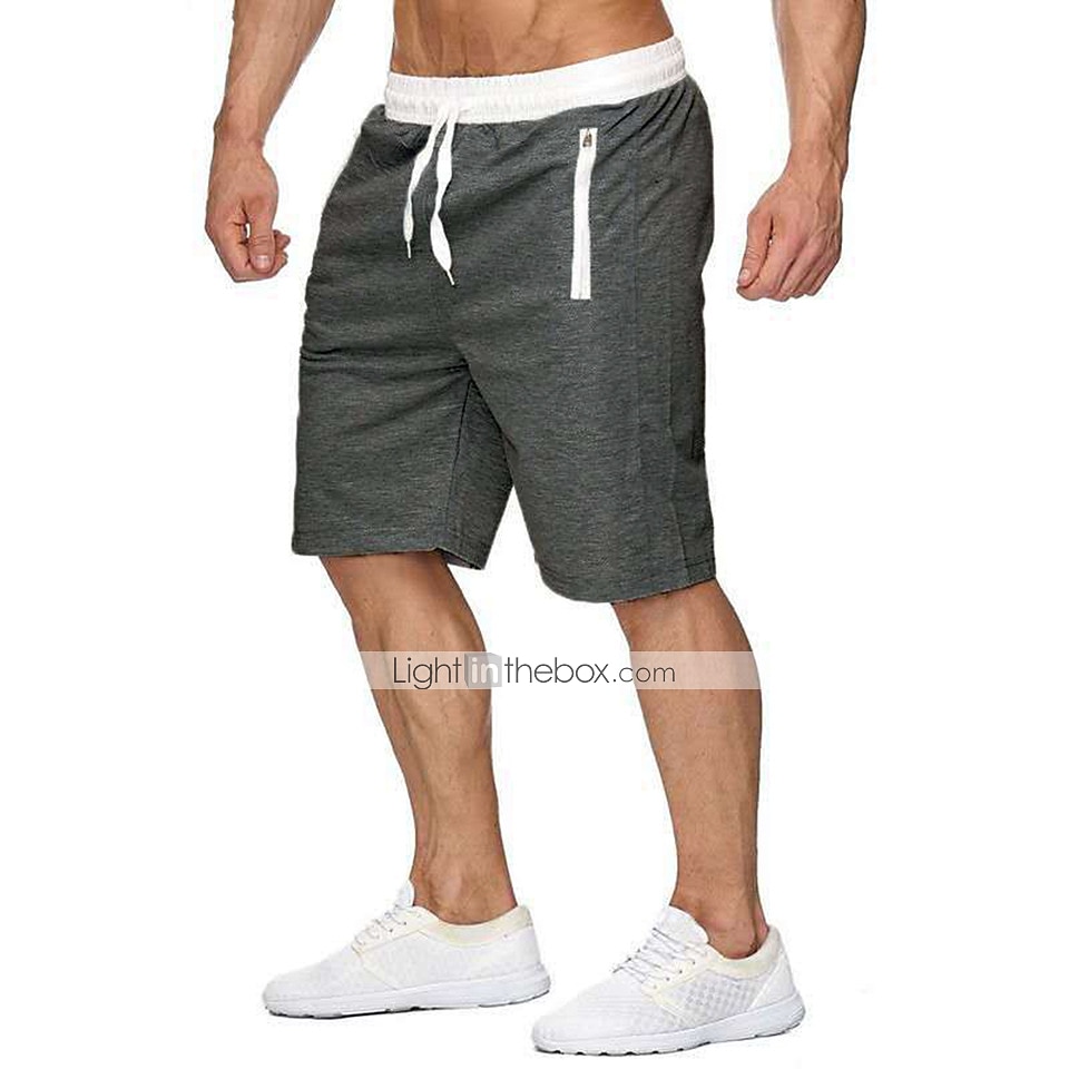 Men's Running Shorts Workout Shorts Drawstring Zipper Pocket Bottoms Casual Athleisure Breathable Soft Sweat wicking Gym Workout Performance Basketball Sportswear Activewear Solid Colored Black 2025 - $13.99 –P4