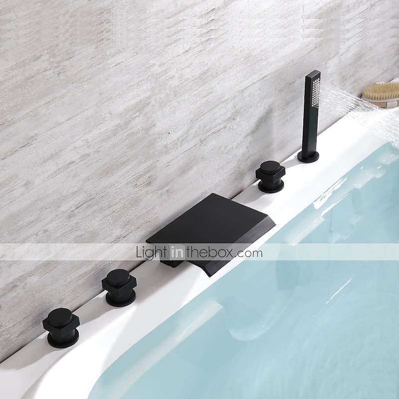 grifo de la bañera - grifos mezcladores de ducha de baño de válvula de cerámica de bañera romana galvanizada contemporánea 2025 - $372.59 -P3