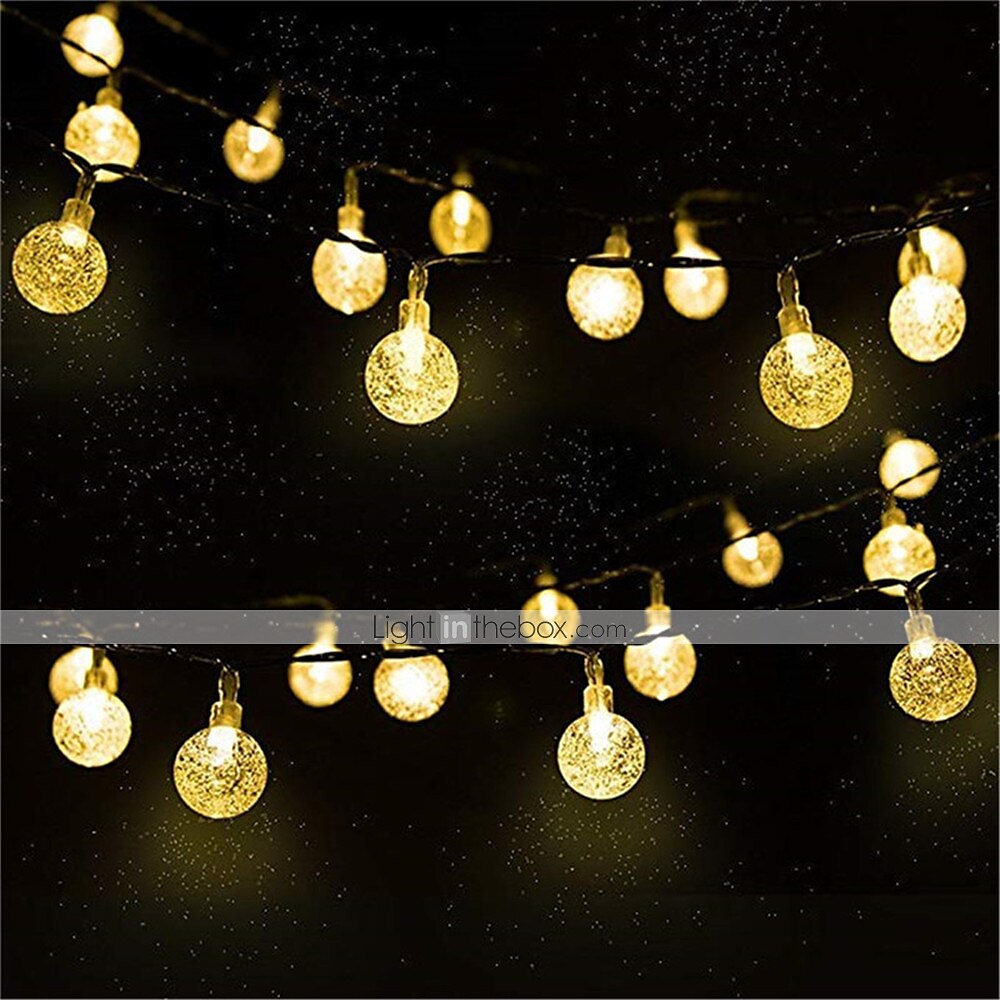 2ks solární světelná struna 20 led 5m solární patio světla s 8 režimy vodotěsné křišťálové koule strunová světla pro zahradní párty svatební zahradní dekorace 2025 - $19.49 –P6