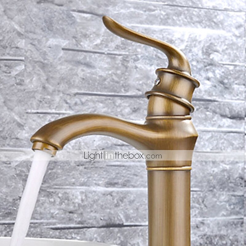 Brass Bathroom Sink Faucet,Waterfall Antique Brass Widespread Water Flow Single Handle One Hole Bath Taps with Hot and Cold Switch 2025 - $97.99 –P3