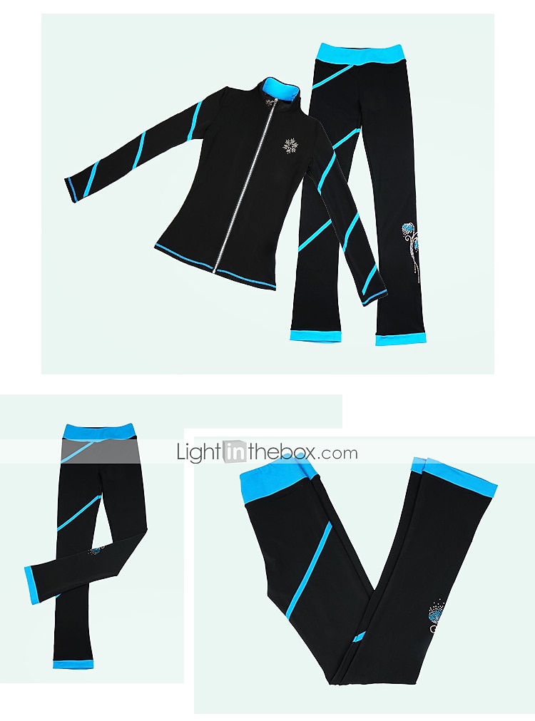 Eiskunstlauf-Jackett und -Hose Damen Mädchen Eislaufen Hosen / Regenhose Shirt Weiß Rosa Blau Glitzer Vlies Spandex Hochelastisch Ausbildung Wettbewerb Eiskunstlaufkleidung warm Kristalle Langarm 2026 - $123.99 –P7