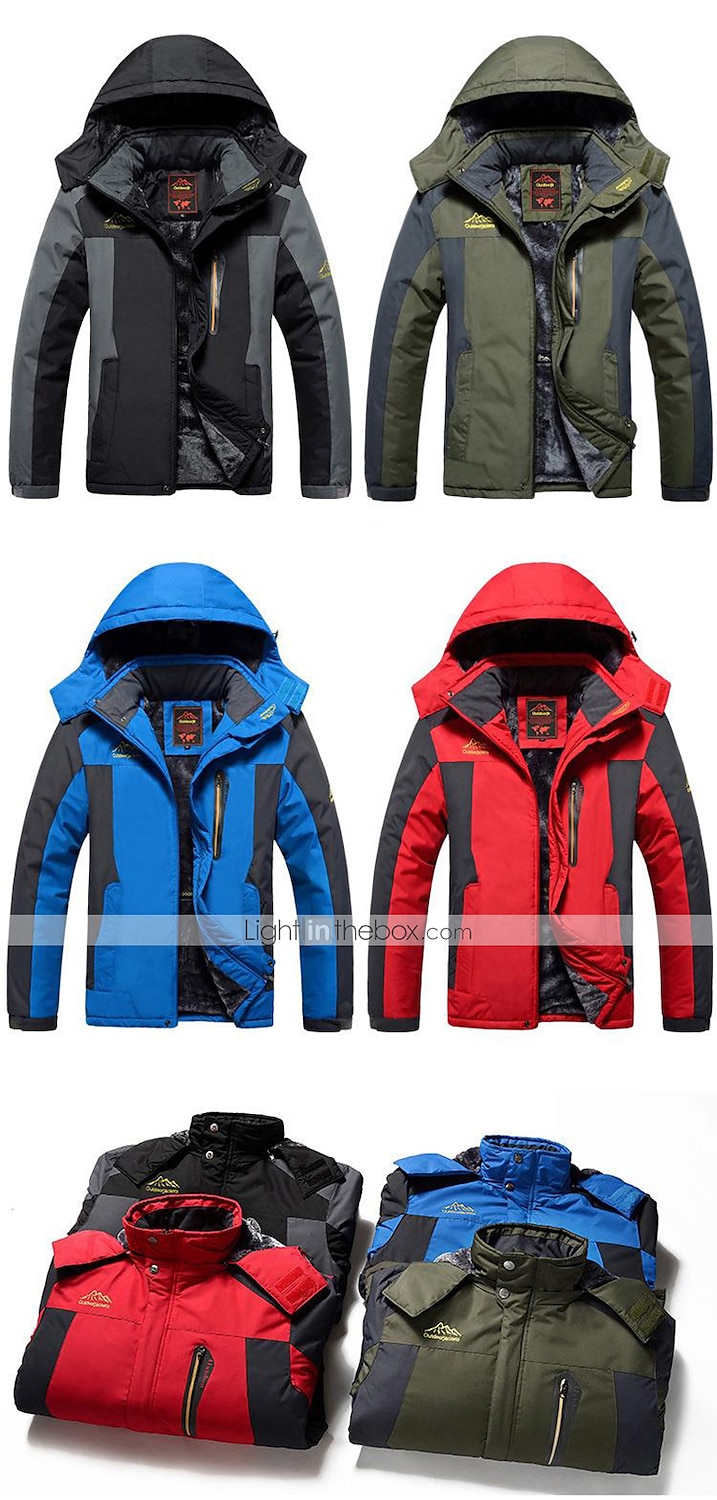 Pánské Dağcı Ceketi Bunda lyžařská Dağcı Rüzgarlığı Fleece Zima Venkovní Větruvzdorné Prodyšné Kapuce Zimní bunda Vrchní část oděvu Jeden jezdec Lov Rybaření Lezení Černá Armádní zelená Červená Modrá 2025 - $50.99 –P7
