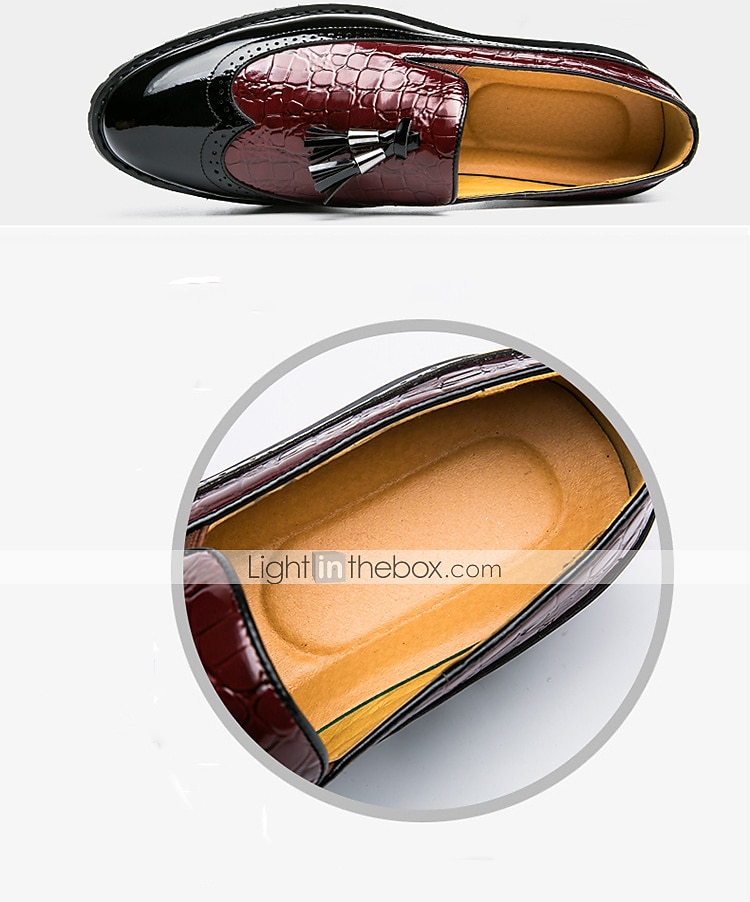 ανδρικά loafers με κόκκινα και μαύρα σχέδια κροκόδειλου - κομψά slip-on παπούτσια με φούντα για επίσημο και casual ντύσιμο 2026 - $59.99 –P2