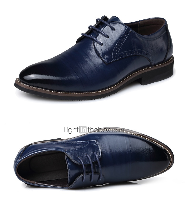 Homme Oxfords Chaussures derby Chaussures habillées Entreprise Classique du quotidien Bureau et carrière Soirée & Evénement Cuir Preuve de l'usure Lacet Noir Jaune Bleu Printemps Automne de 2025 ? $54.99 –P4