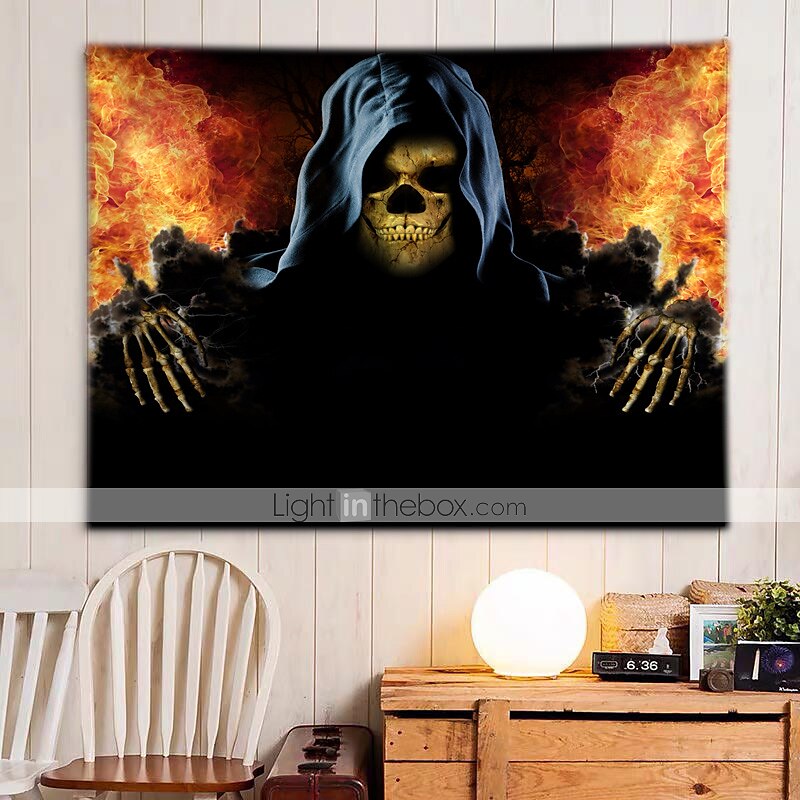 Skelett Wandteppich Kunst Dekor Decke Vorhang Picknick Tischdecke hängend Zuhause Schlafzimmer Wohnzimmer Wohnheim Dekoration psychedelisch Totenkopf Kürbis Fledermaus Spuk gruselig 2025 - $13.99 –P6