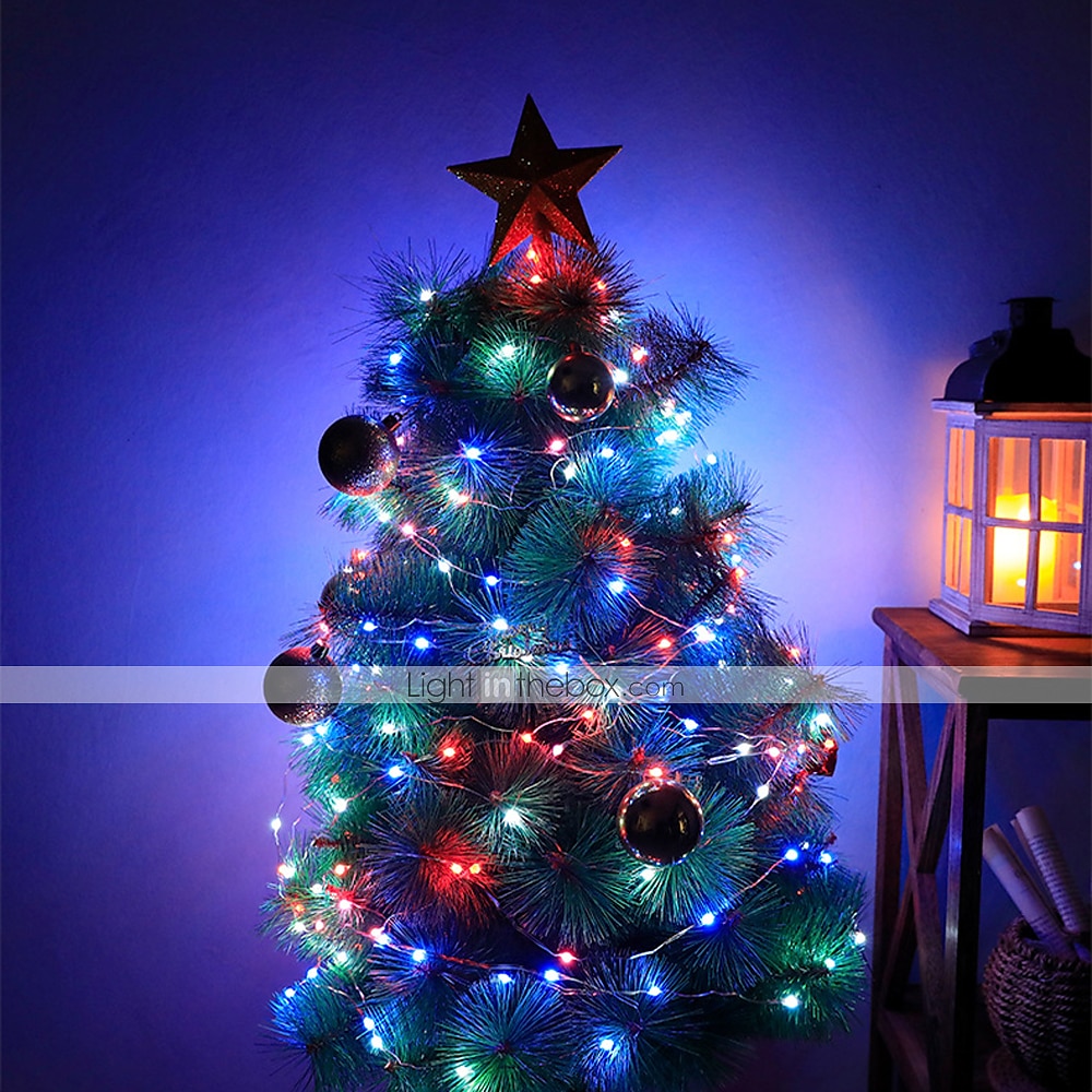 Cadena de luces LED RGB de 33 pies, 100 luces LED parpadeantes a prueba de agua con control remoto de 32 teclas para decoración navideña 2025 - $21.99 –P4