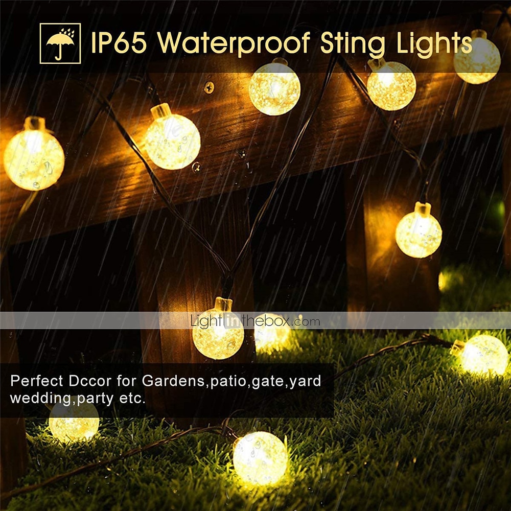 Solar String Lights LED Outdoor Solar Lights 2PCS 20 LED 5M Solar Patio Garden Lights with 8 Modes Waterproof Crystal Ball String Lights for Patio Lawn Party Wedding Garden Decorations 2025 - $24.99 –P5