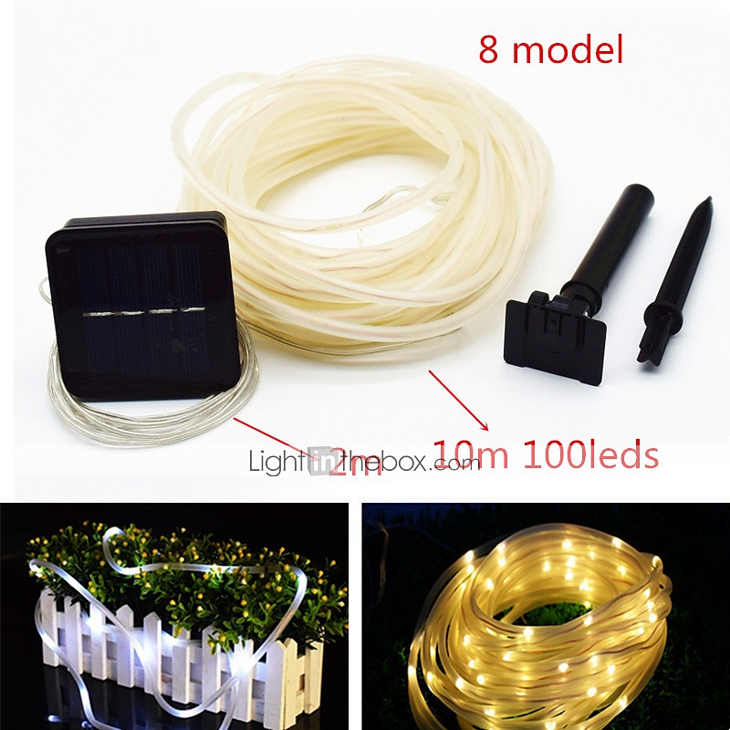Solar Rope Lights Outdoor Waterproof String Light 2pcs 1pcs Rope Tube LED Solar Lamp 12m 100 leds String Lights Outdoor Fairy Solar Garden Light luz solar LED Solar Garden Light 2025 - $33.99 –P2