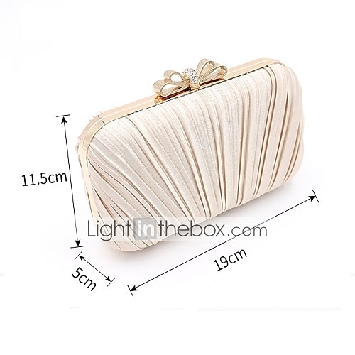elegante witte geplooide clutch voor dames – avondtas met strass-strik voor bruiloften, feesten en formele evenementen 2025 - $34.99 –P1