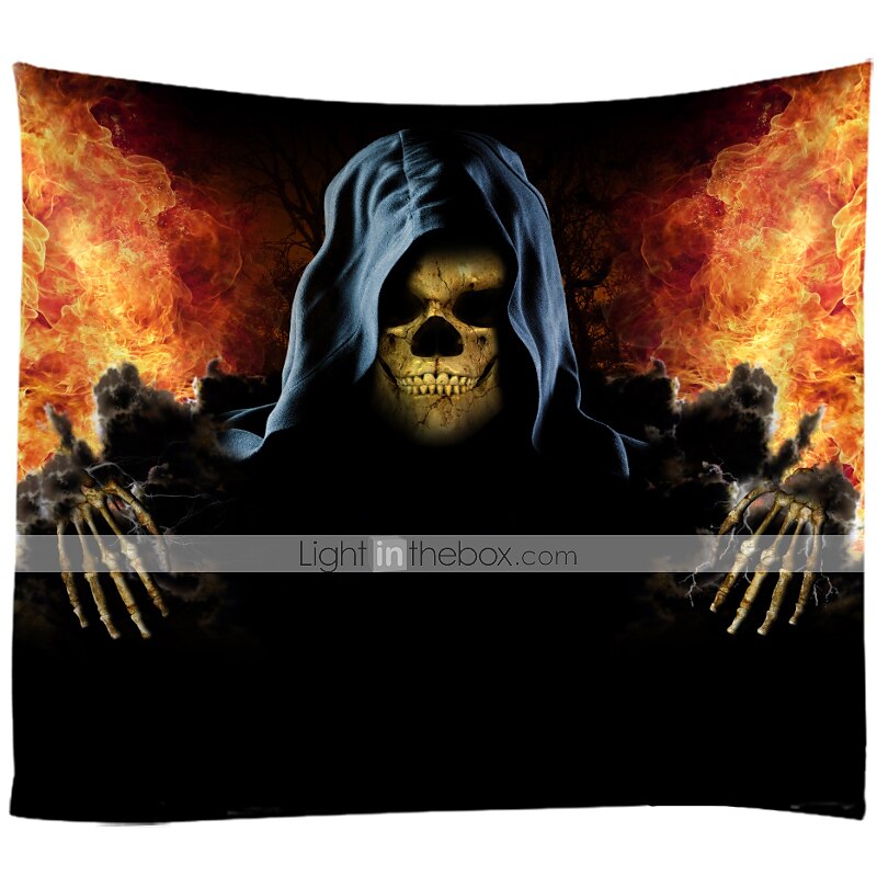 Skelett Wandteppich Kunst Dekor Decke Vorhang Picknick Tischdecke hängend Zuhause Schlafzimmer Wohnzimmer Wohnheim Dekoration psychedelisch Totenkopf Kürbis Fledermaus Spuk gruselig 2025 - $13.99 –P7