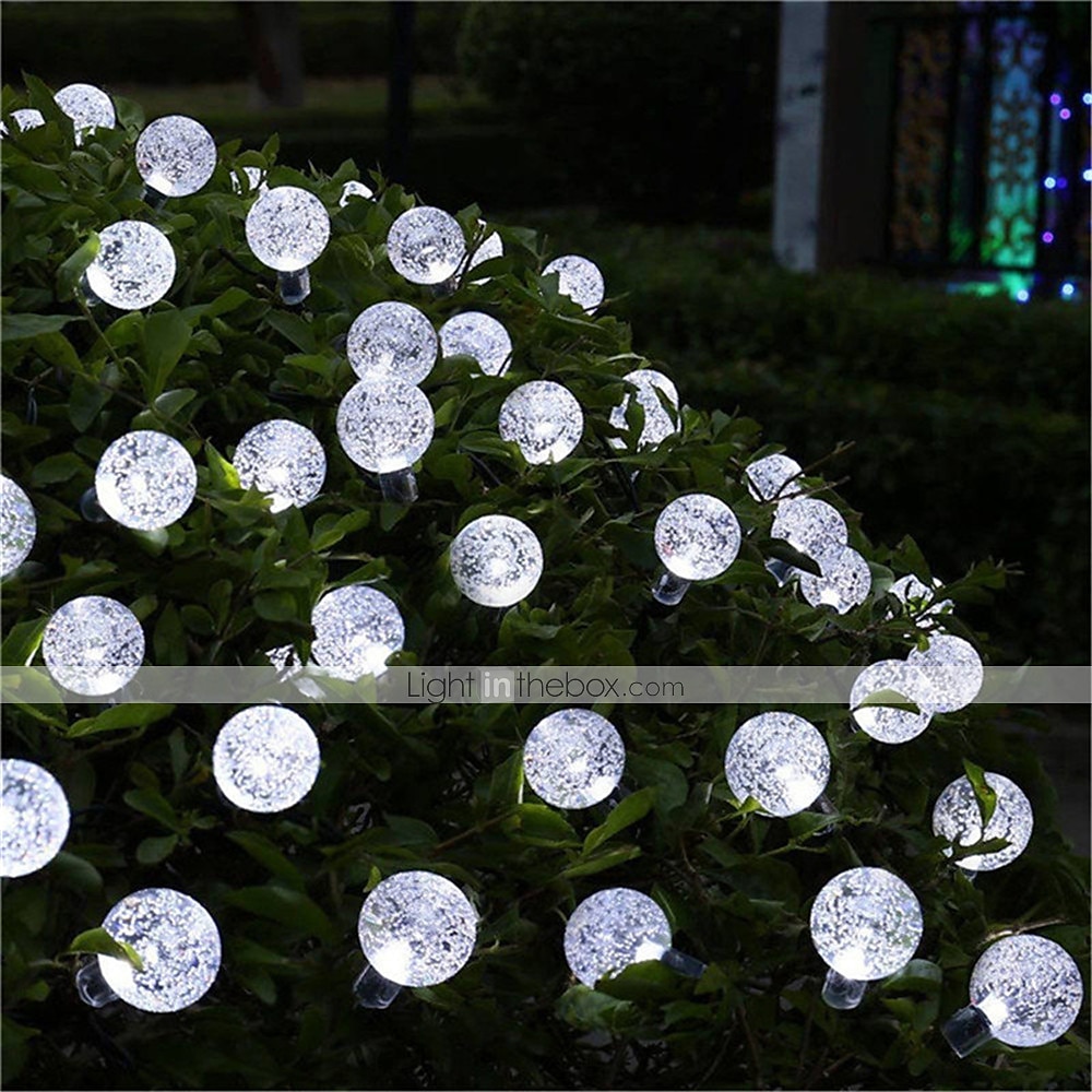2ks solární světelná struna 20 led 5m solární patio světla s 8 režimy vodotěsné křišťálové koule strunová světla pro zahradní párty svatební zahradní dekorace 2025 - $19.49 –P3