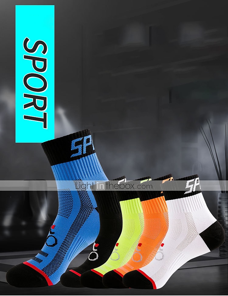 Compression Socks Athletic Sports Socks Crew Socks Cycling Socks Men's Football / Soccer Cycling / Bike Breathable Wearable 1 Pair Winter Solid Color Chinlon Black White Orange M L XL 2026 - $16.57 –P1