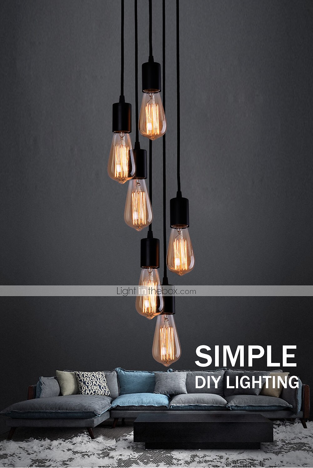 100 cm Cluster Design Pendelleuchte Metall Vintage Country 220-240v 2026 - $97.99 –P1