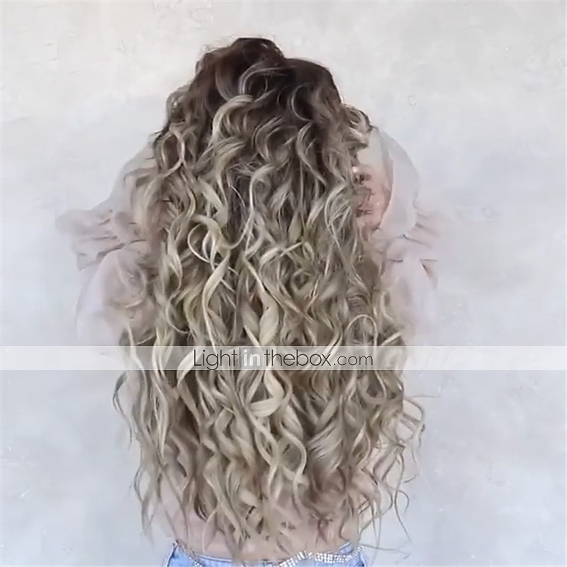 Synthetic Wig Water Wave Side Part Wig Long Very Long Light Brown