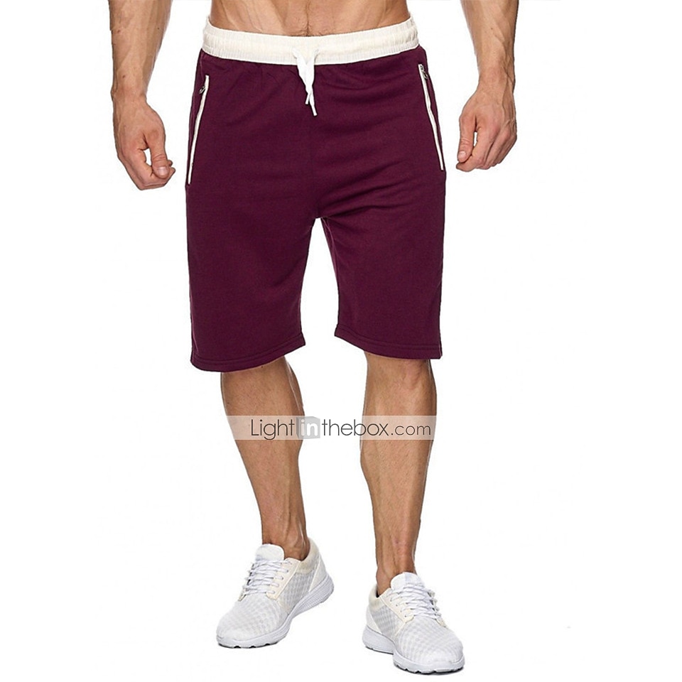 Men's Running Shorts Workout Shorts Drawstring Zipper Pocket Bottoms Casual Athleisure Breathable Soft Sweat wicking Gym Workout Performance Basketball Sportswear Activewear Solid Colored Black 2025 - $13.99 –P9