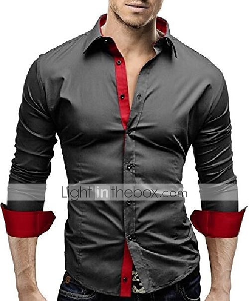 Homens camisa de verão Saia camisa de colarinho camisa de botão Tecido Casamento Trabalho Preto e Branco Safira Azul marinho Preto vermelho Manga Longa Colarinho Roupa de 2025 por $24.99 –P1