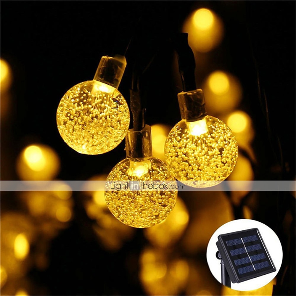 Glob solar șir de lumini în aer liber 10m 50leduri bile de cristal lumini pentru curte nuntă, 8 moduri rezistent la apă pentru grădină, gazon, petrecere, nuntă și decorațiuni de curte 2025 - $18.99 –P2