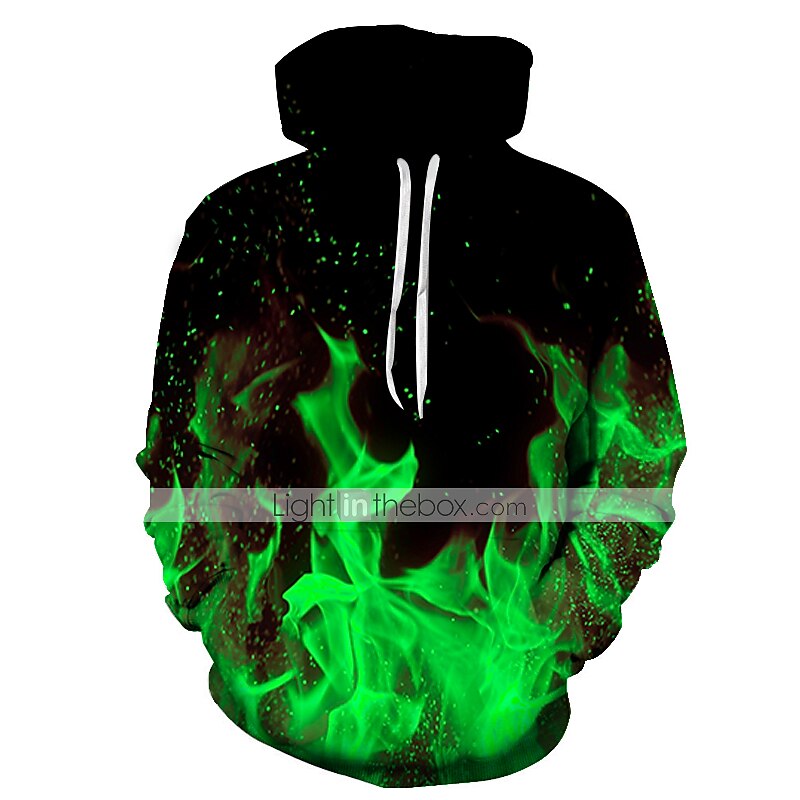 Homens Gráfico Labareda Moletom Moletons Moletom Manga Longa Moletom com capuz Com Capuz Festa Impressão 3D Bandagem Final de semana Azul Fúcsia Designer de 2025 por $29.99 –P1