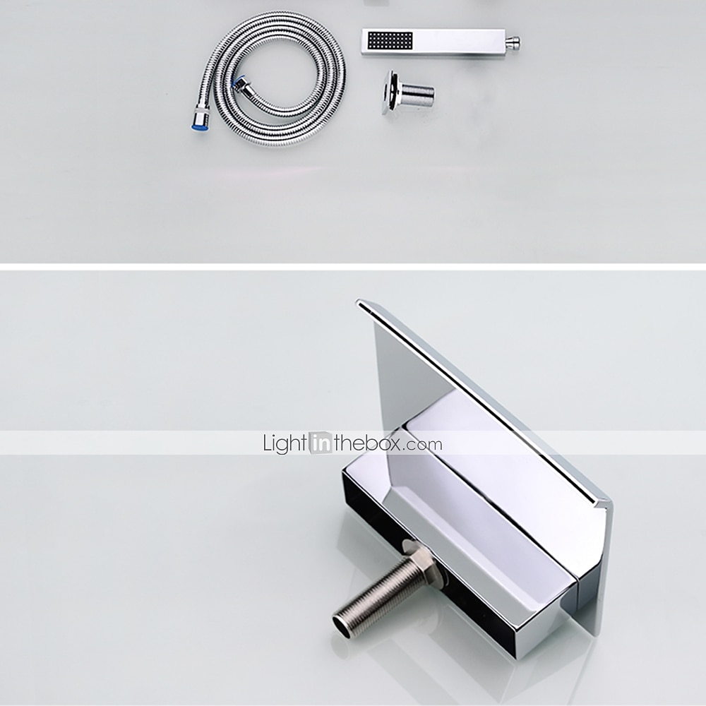 grifo de la bañera - grifos mezcladores de ducha de baño de válvula de cerámica de bañera romana galvanizada contemporánea 2025 - $372.59 -P7