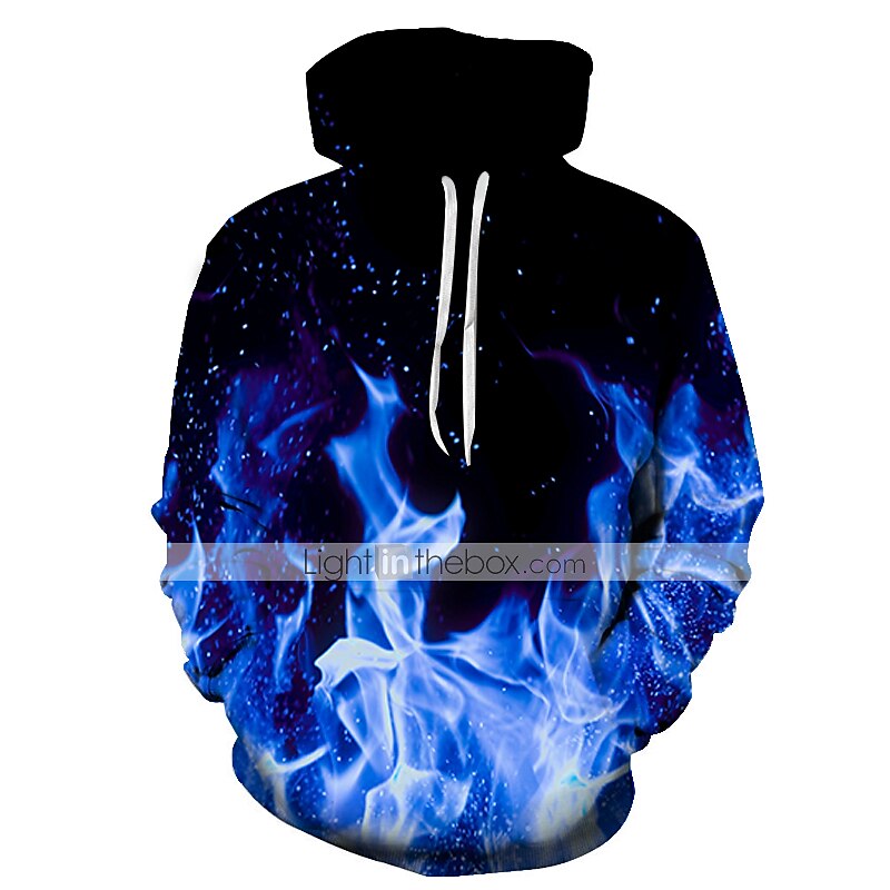 Homens Gráfico Labareda Moletom Moletons Moletom Manga Longa Moletom com capuz Com Capuz Festa Impressão 3D Bandagem Final de semana Azul Fúcsia Designer de 2025 por $29.99 –P2