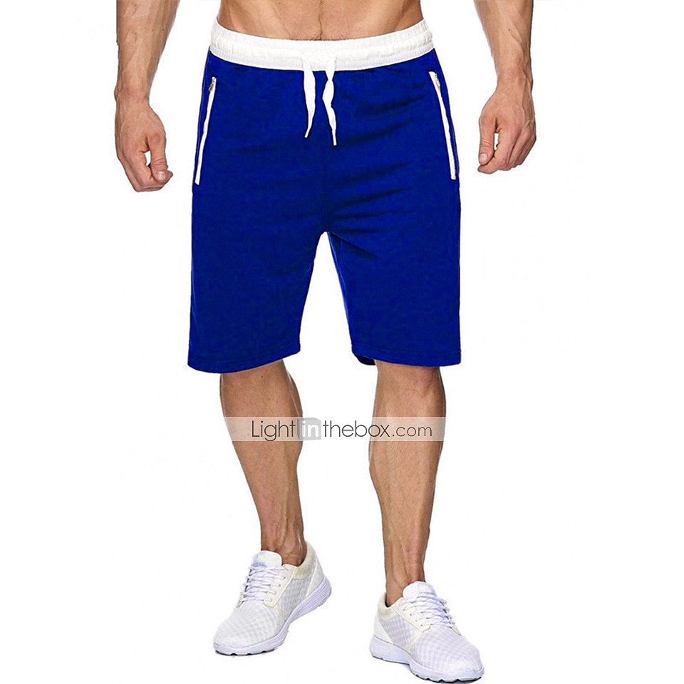 Men's Running Shorts Workout Shorts Drawstring Zipper Pocket Bottoms Casual Athleisure Breathable Soft Sweat wicking Gym Workout Performance Basketball Sportswear Activewear Solid Colored Black 2025 - $13.99 –P11