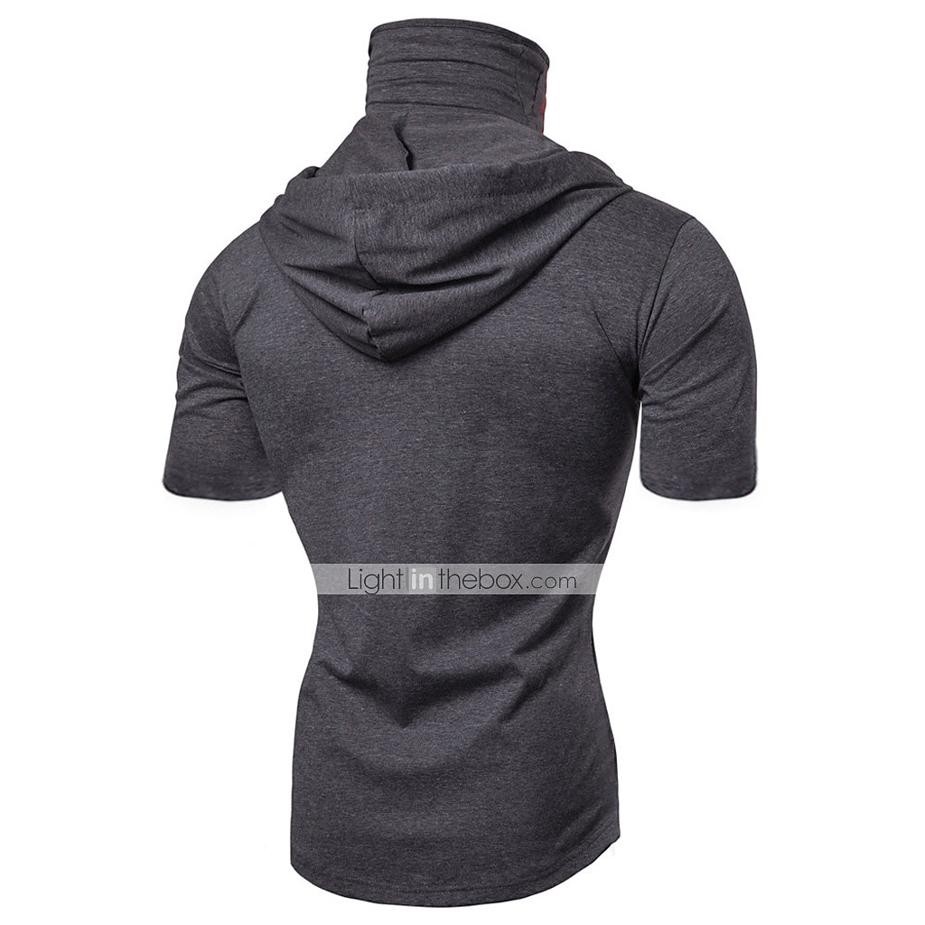 Homme Sweat à capuche avec masque T-shirt de course Cordon de serrage Manche Courte T-shirt Rue Athleisure Automne Coton Chaleur Thermique Respirant Doux Évacuation de la transpiration Course Jogging de 2025 ? $14.39 –P5