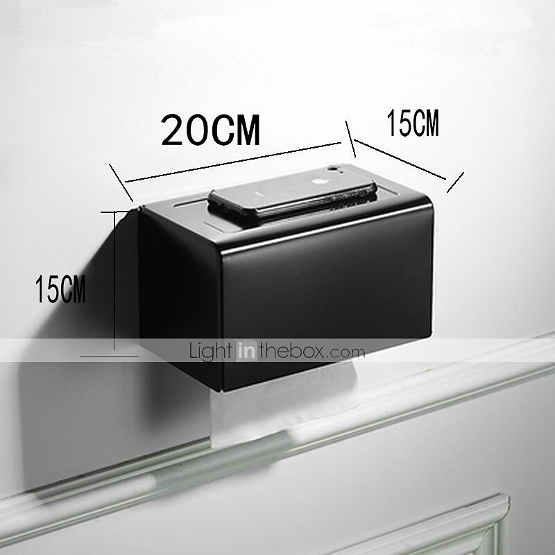 Black Toilet Paper Holder Space Aluminum Waterproof Tissue Box Punched Shelf Wall Mount Tissue Holder New Design 2025 - $19.49 –P2