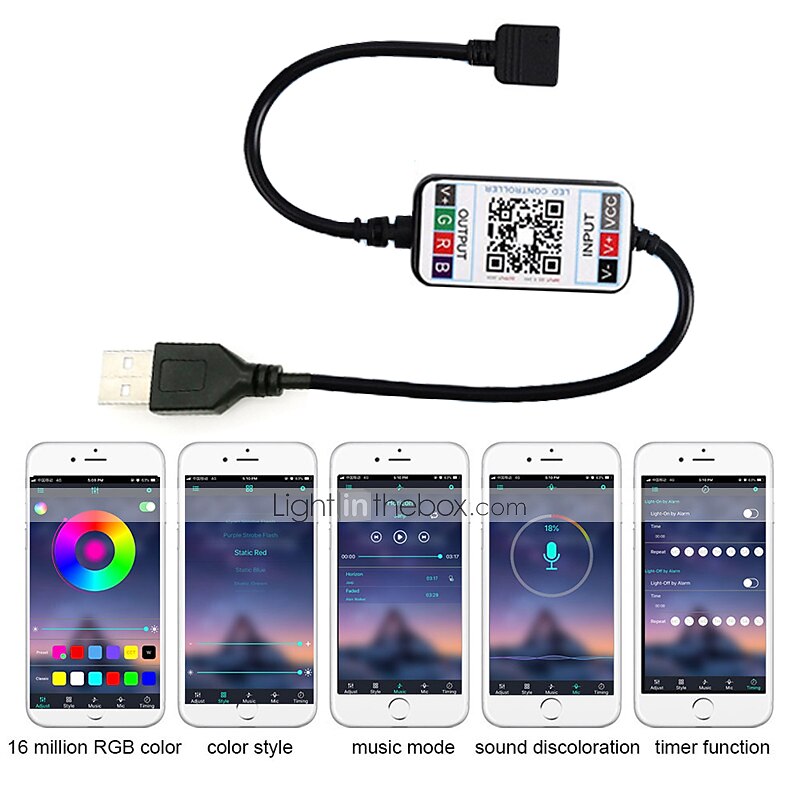 App Intelligent Control Bluetooth Mesh Smart Led Lights Strip 1M 2M 3M 4M 5M 5050 RGB SMD 30 LEDs Per Meters with IR 24 Key Controller USB Port DC5V 2025 - $10.49 –P1