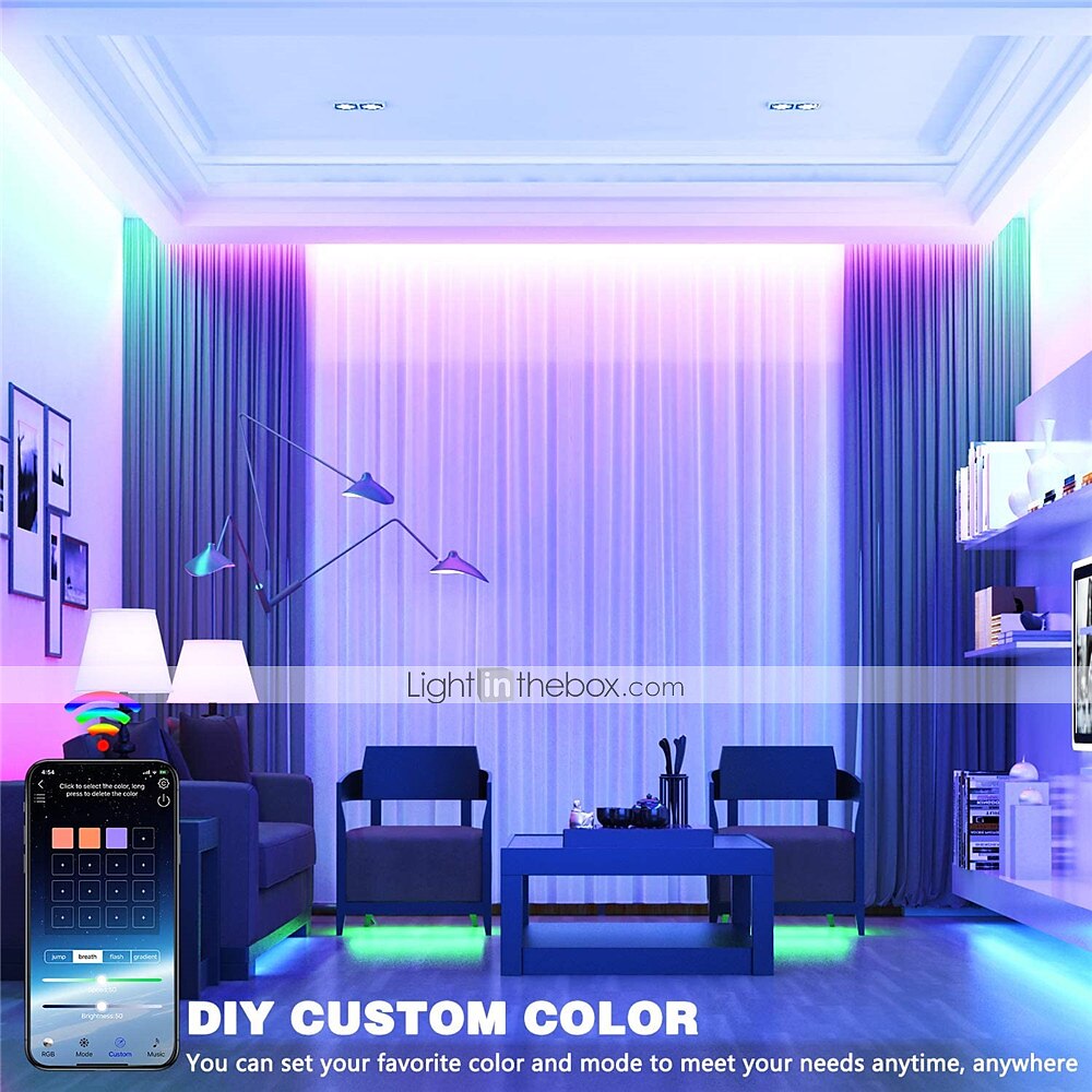 светодиодные ленты 20 м 65,6 футов bluetooth водонепроницаемый diy изменение цвета 2835 rgb с пультом дистанционного управления и скрытым контроллером простая установка для комнаты с подсветкой 2025 - $21.79 –P12