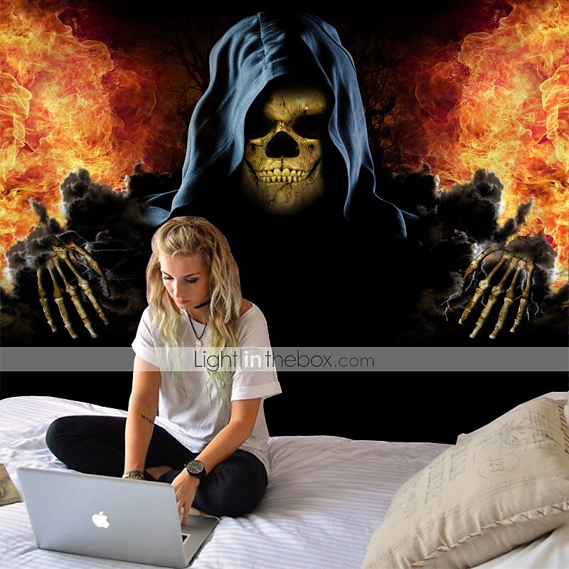 Skelett Wandteppich Kunst Dekor Decke Vorhang Picknick Tischdecke hängend Zuhause Schlafzimmer Wohnzimmer Wohnheim Dekoration psychedelisch Totenkopf Kürbis Fledermaus Spuk gruselig 2025 - $13.99 –P3