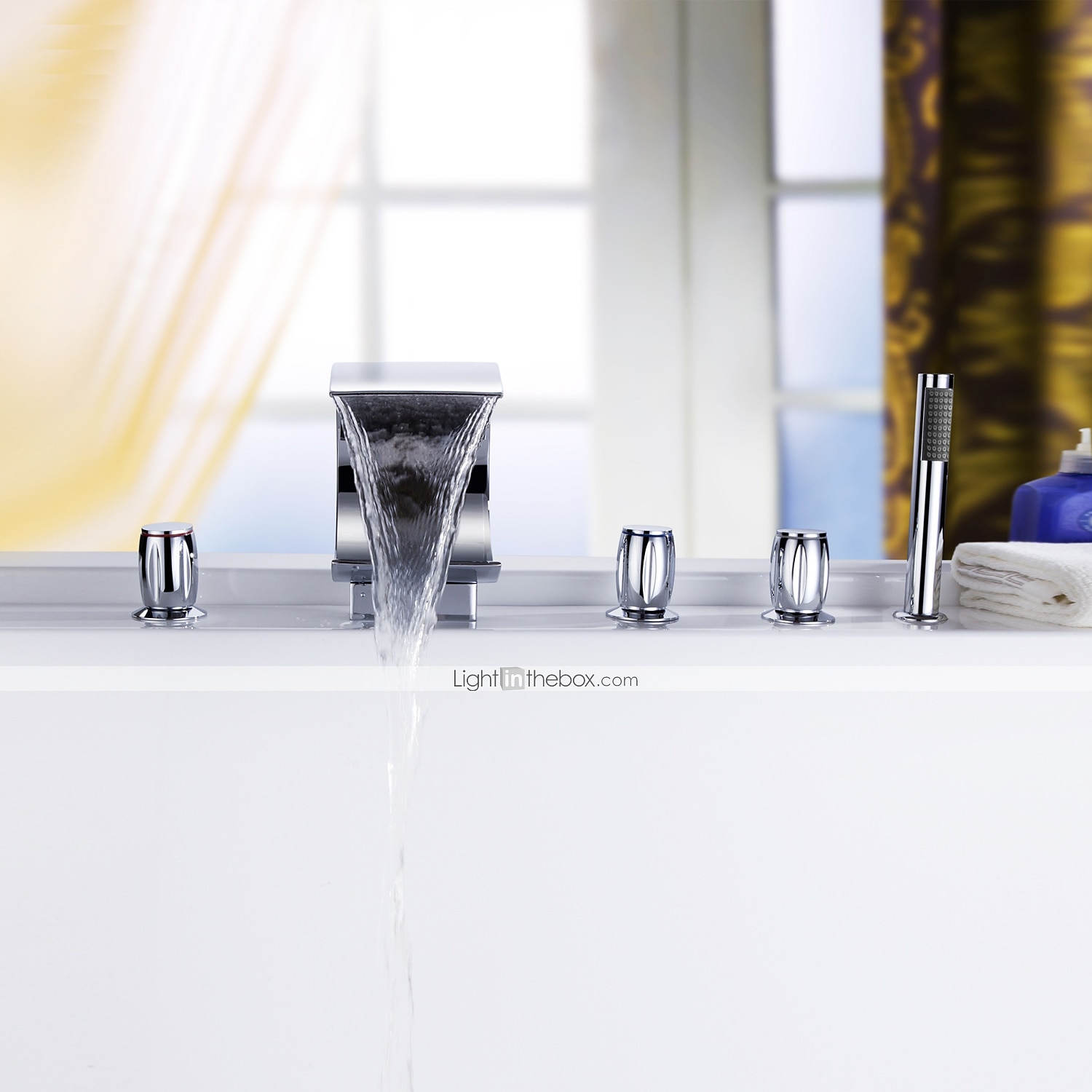 Rubinetto per vasca da bagno, ottone moderno in stile moderno, bronzo lucidato a olio, vasca romana, valvola in ceramica, rubinetti miscelatori per vasca da bagno con cascata con interruttore caldo e del 2025 a $299.69 –P4