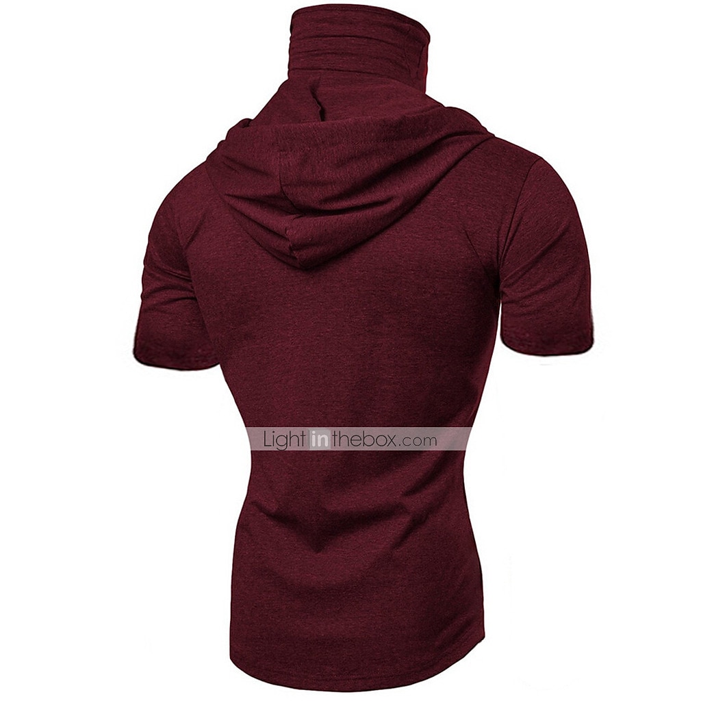 Homme Sweat à capuche avec masque T-shirt de course Cordon de serrage Manche Courte T-shirt Rue Athleisure Automne Coton Chaleur Thermique Respirant Doux Évacuation de la transpiration Course Jogging de 2025 ? $14.39 –P2